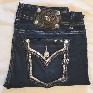 Miss Me Dark Wash Super Skinny Sequin Jeans🩶